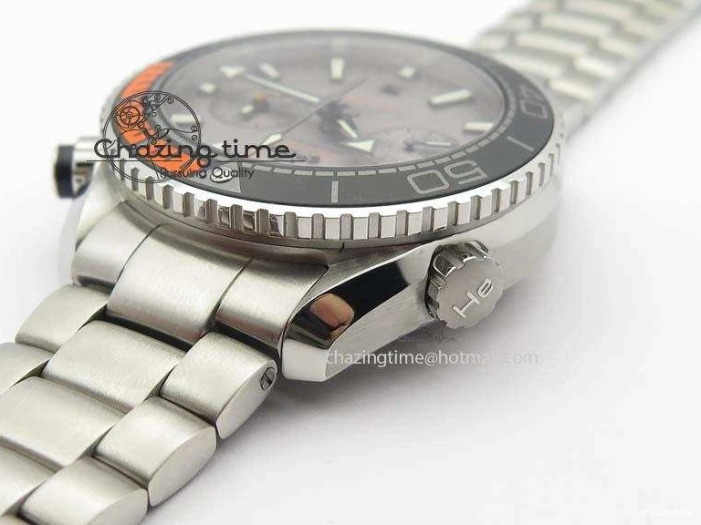 0412 Planet Ocean Master Chronometer Chrono SS OM 1:1 Best Edition Gray Dial On SS Bracelet A Reliable 8180
